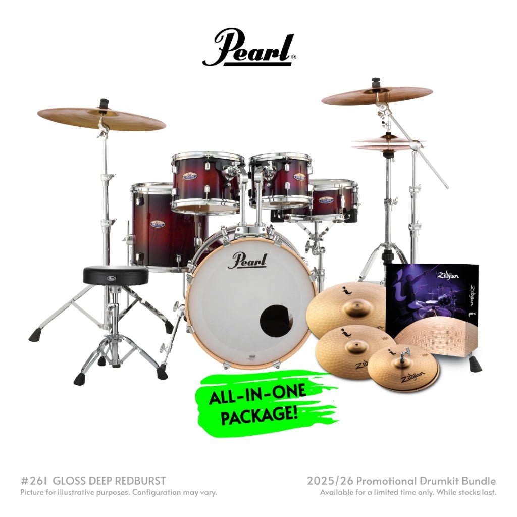 Pearl Decade Maple 5pc 20" Fusion Increda-Bundle Drum Kit - Gloss Deep Red Burst Acoustic Drums Sky Music