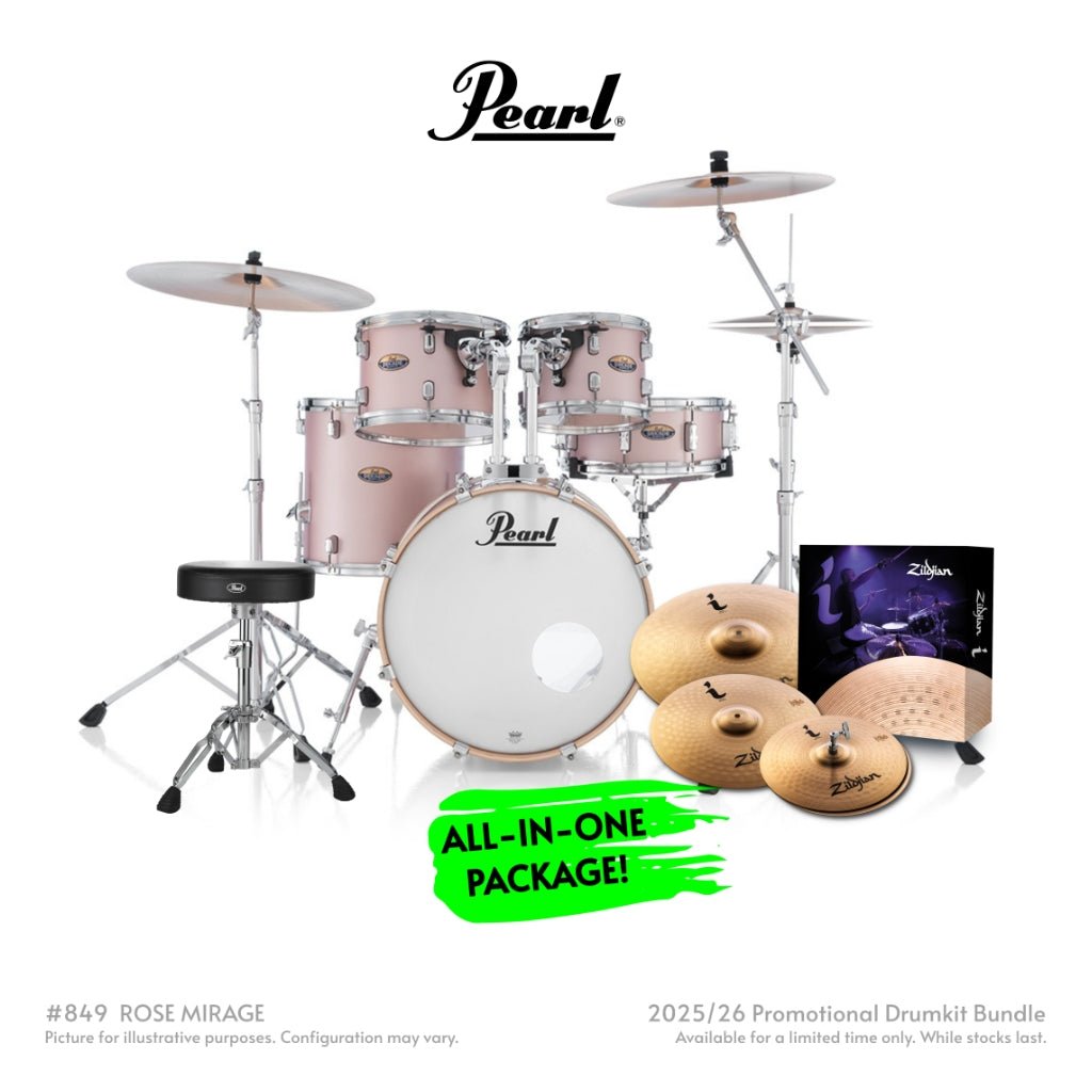 Pearl Decade Maple 5pc 20" Fusion Increda-Bundle Drum Kit- Rose Mirage Acoustic Drums Sky Music