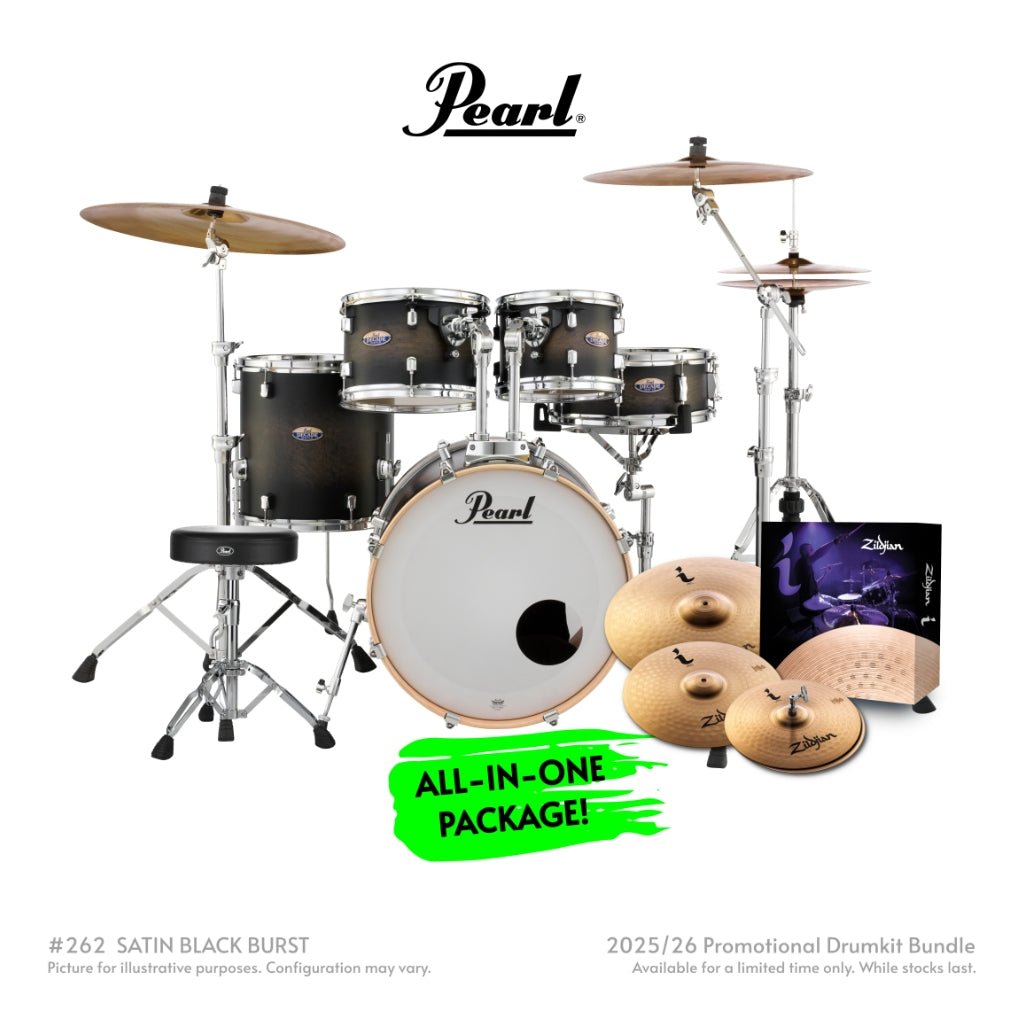 Pearl Decade Maple 5pc 20" Fusion Increda-Bundle Drum Kit - Satin Black Burst Acoustic Drums Sky Music