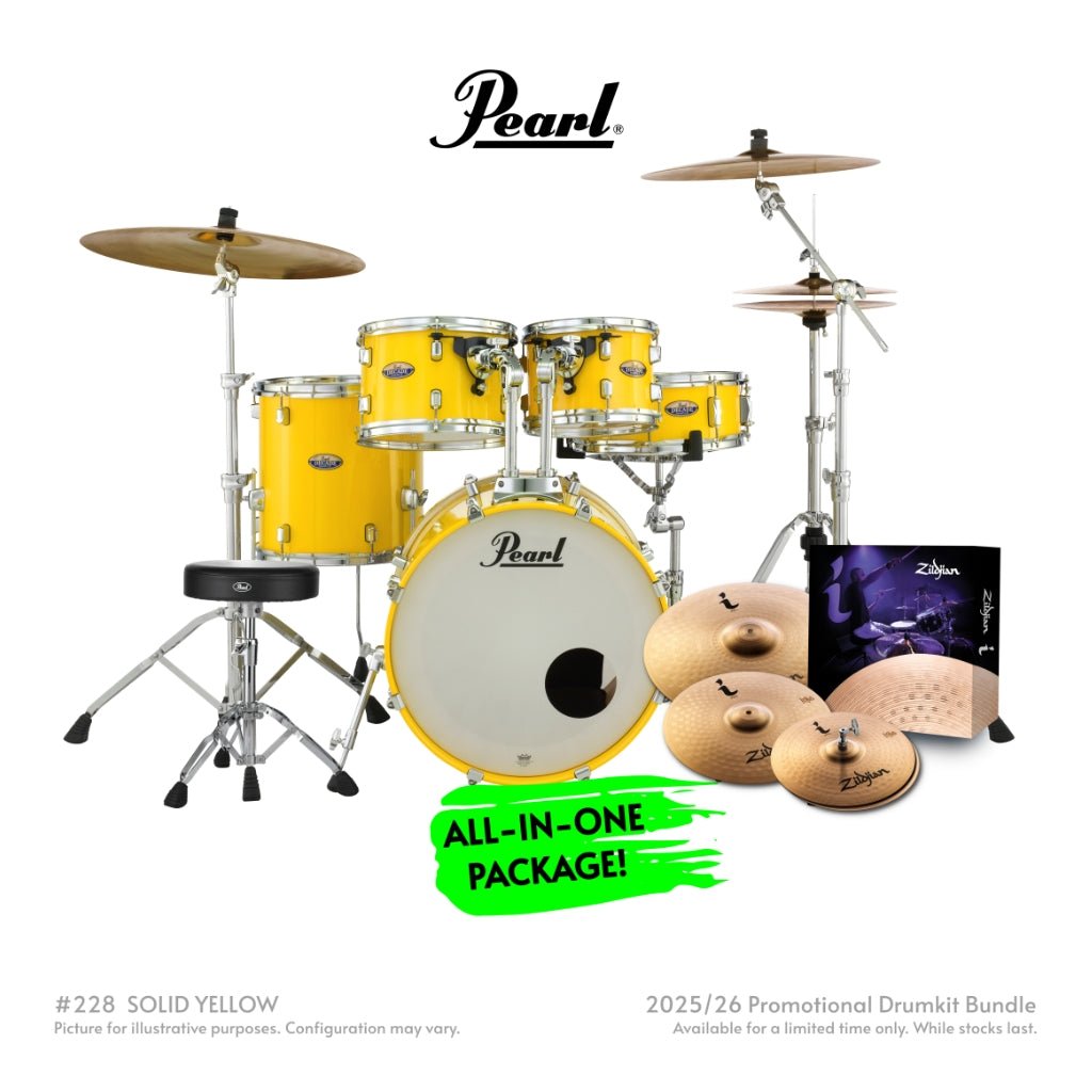 Pearl Decade Maple 5pc 20" Fusion Increda-Bundle Drum Kit - Solid Yellow Acoustic Drums Sky Music