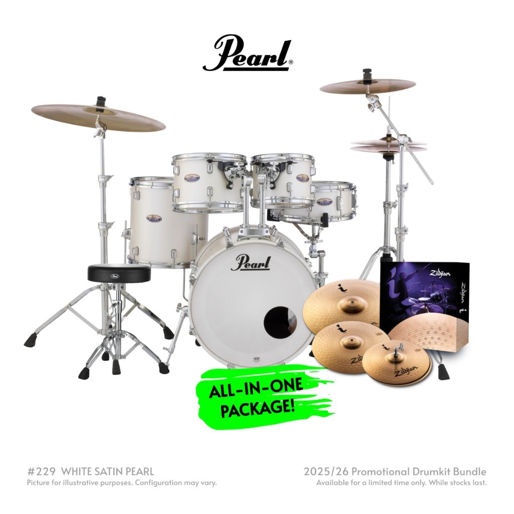 Pearl Decade Maple 5pc 20" Fusion Increda-Bundle Drum Kit - White Satin Pearl Acoustic Drums Sky Music