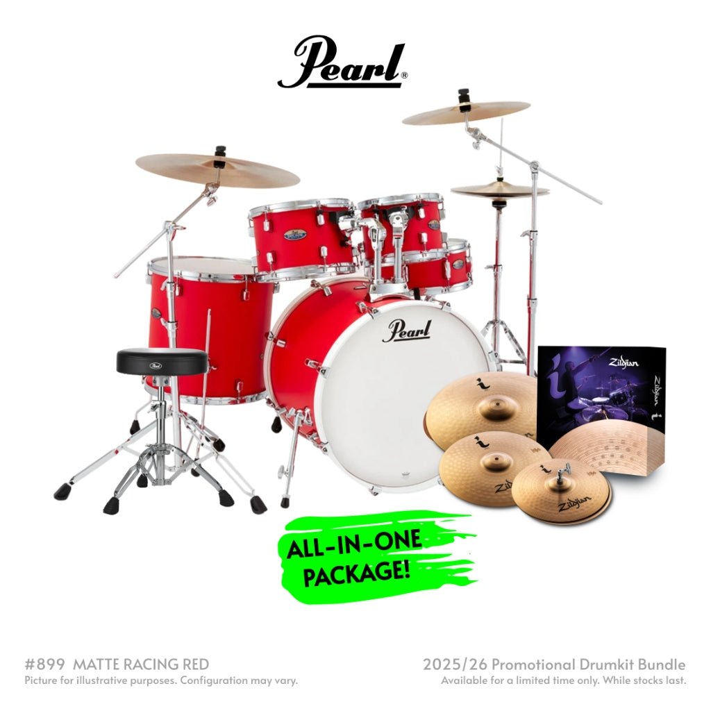 Pearl Decade Maple 5pc 22" Fusion Increda-Bundle Drum Kit - Matte Racing Red Acoustic Drums Sky Music