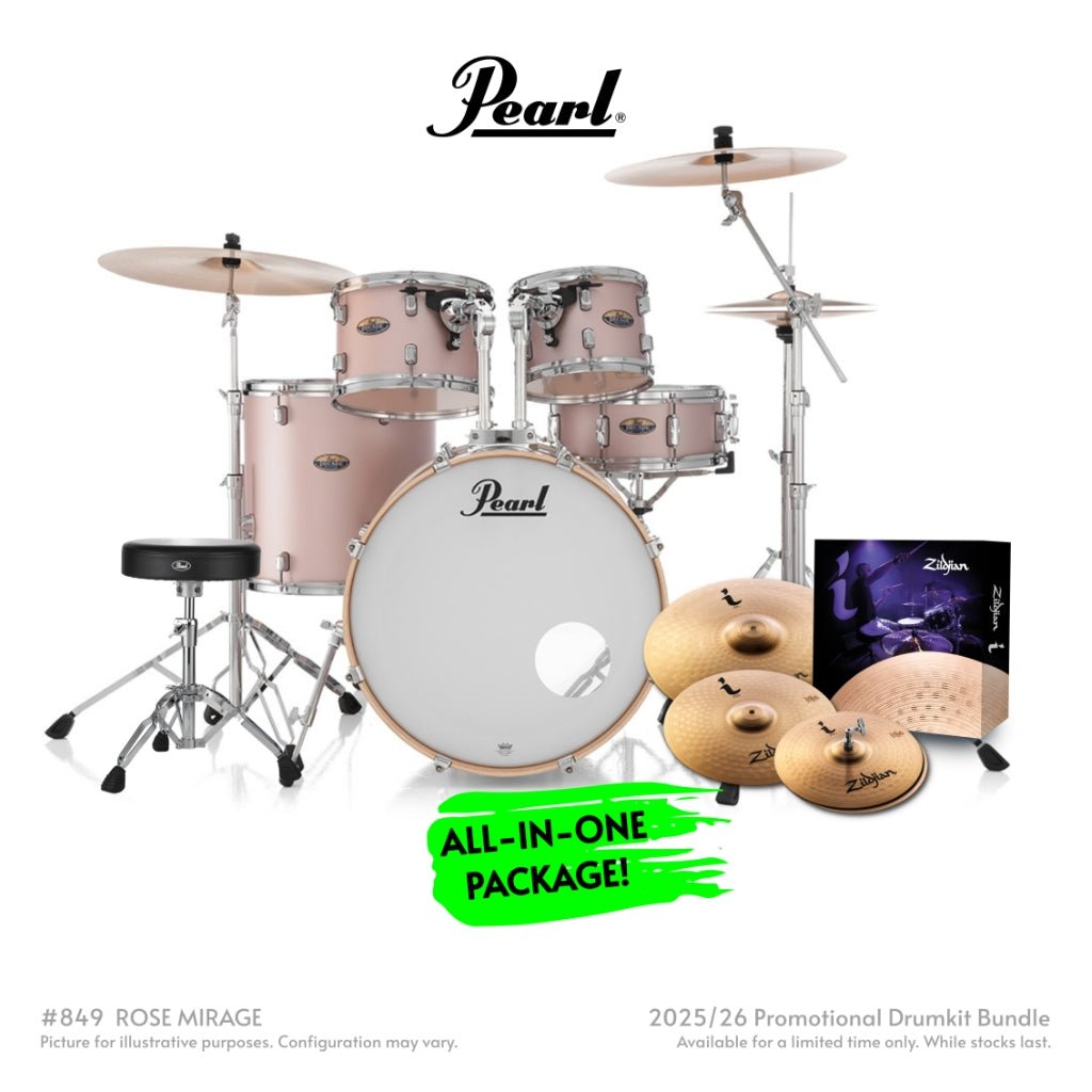 Pearl Decade Maple 5pc 22" Fusion Increda-Bundle Drum Kit - Rose Mirage Acoustic Drums Sky Music