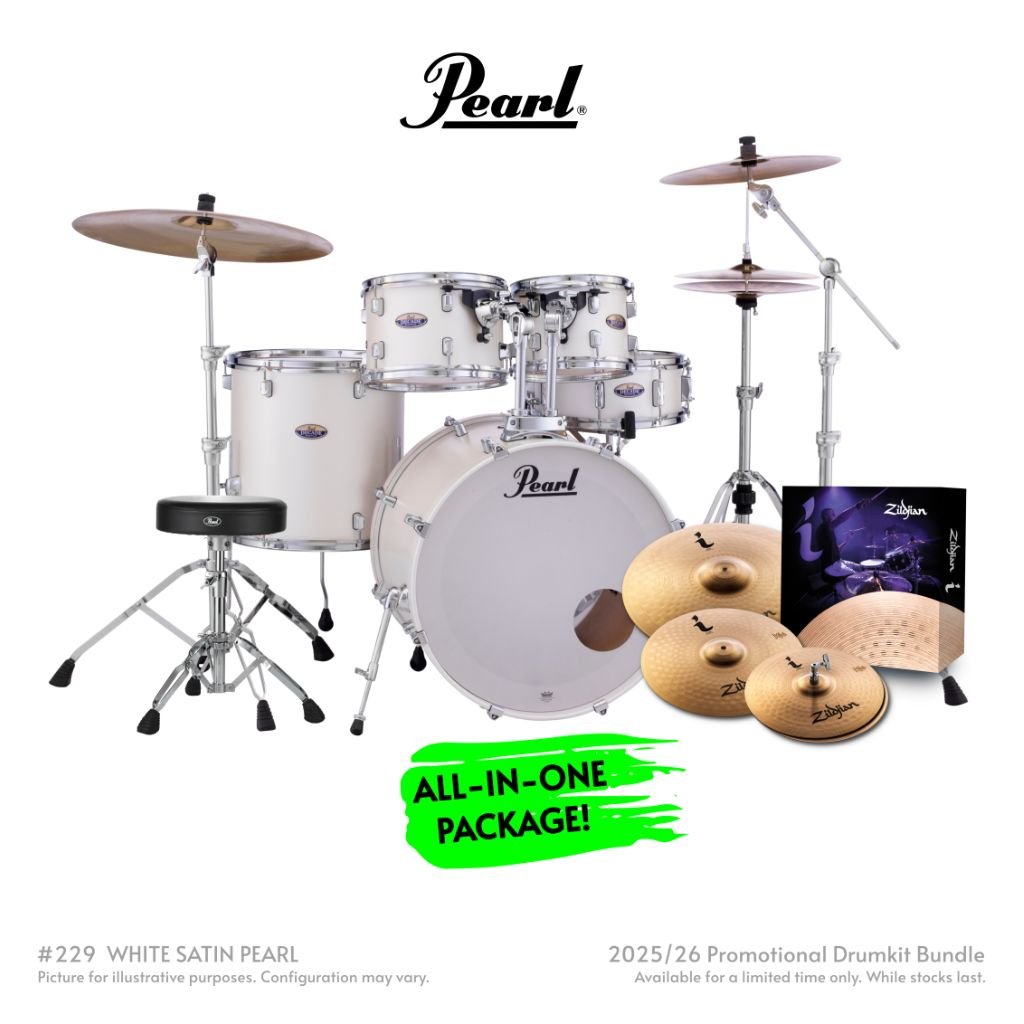 Pearl Decade Maple 5pc 22" Fusion Plus Increda-Bundle Drum Kit - White Satin Pearl Acoustic Drums Sky Music