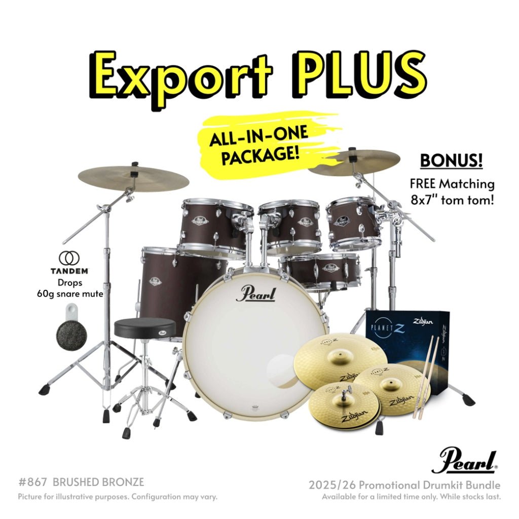 Pearl Export Plus 22" Rock Drum Kit with Zildjian Cymbals - Brushed Bronze Acoustic Drums Sky Music