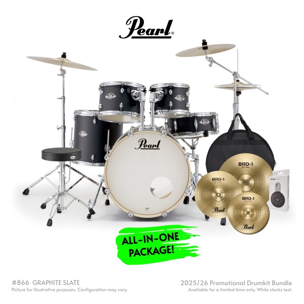 Pearl Export Plus 5pc 20" Fusion Drum Kit BRD-1 Cymbals - Graphite Slate Acoustic Drums Sky Music