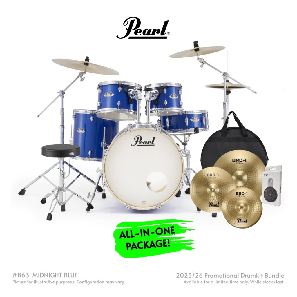 Pearl Export Plus 5pc 20" Fusion Drum Kit with BRD-1 Cymbals - Midnight Blue Acoustic Drums Sky Music
