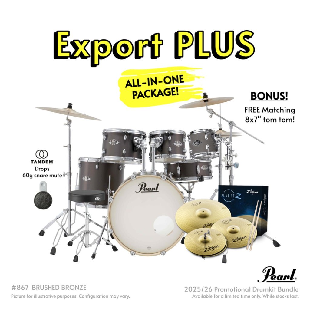 Pearl Export Plus 5pc 20" Fusion Drum Kit with Zildjian Cymbals - Brushed Bronze Acoustic Drums Sky Music