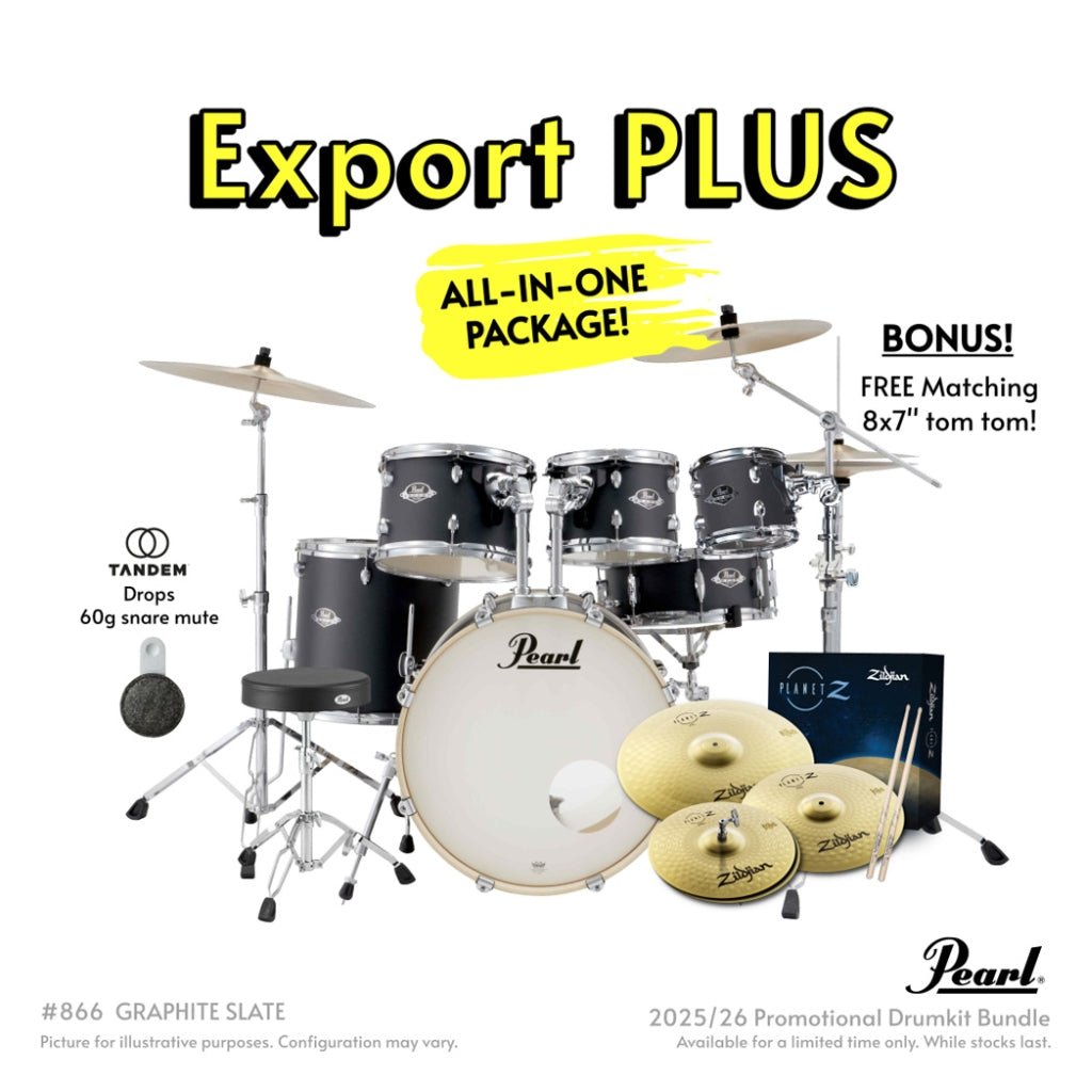 Pearl Export Plus 5pc 20" Fusion Drum Kit with Zildjian Cymbals - Graphite Slate Acoustic Drums Sky Music