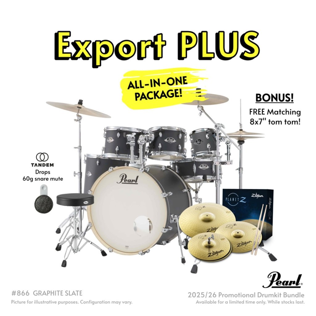 Pearl Export Plus 5pc 22" Fusion Drum Kit with Zildjian Cymbals - Graphite Slate Acoustic Drums Sky Music