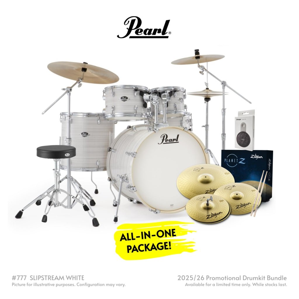 Pearl Export Plus 5pc 22" Fusion Drum Kit with Zildjian Cymbals - Slipstream White Acoustic Drums Sky Music
