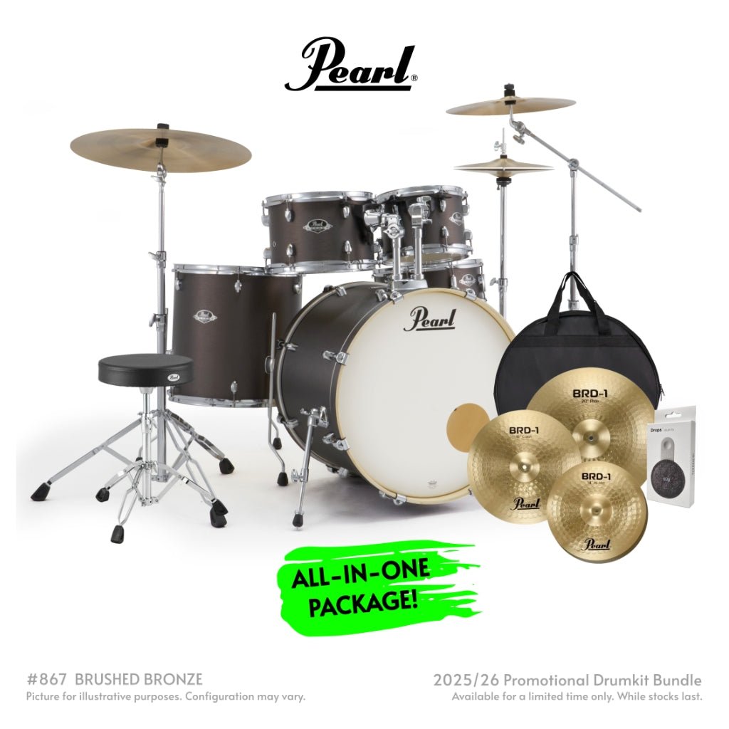 Pearl Export Plus 5pc 22" Fusion Plus Drum Kit with Pearl Cymbals - Brushed Bronze Acoustic Drums Sky Music