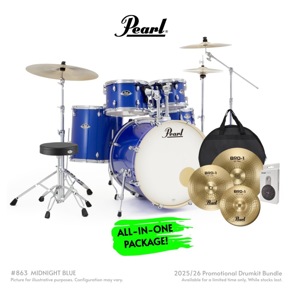 Pearl Export Plus 5pc 22" Fusion Plus Drum Kit with Pearl Cymbals - Midnight Blue Acoustic Drums Sky Music