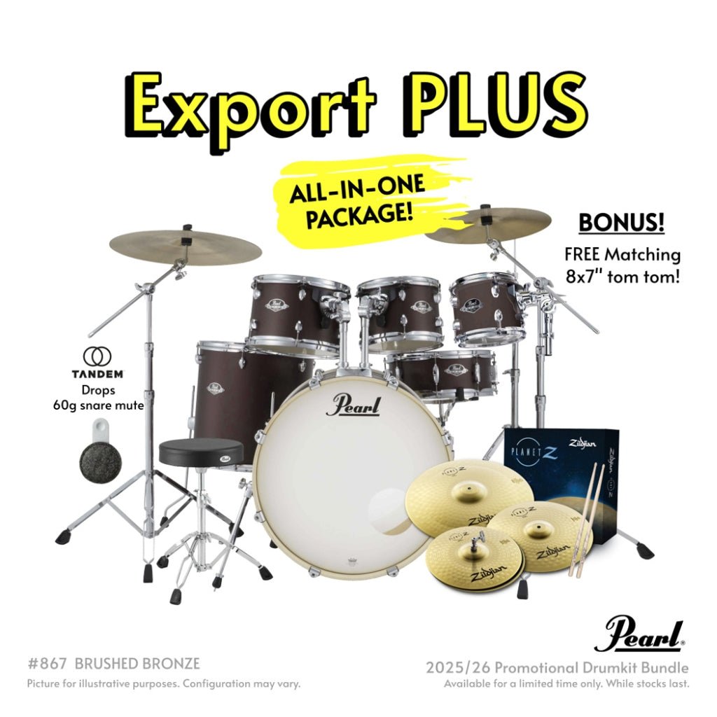 Pearl Export Plus 5pc 22" Fusion Plus Drum Kit with Zildjian Cymbals - Brushed Bronze Acoustic Drums Sky Music