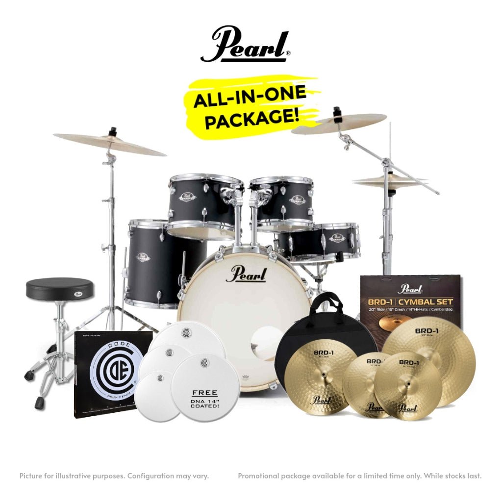 Pearl Export-PLUS Promo Drum Kit Package 20/10/12/14 - Graphite Slate Acoustic Drums Sky Music