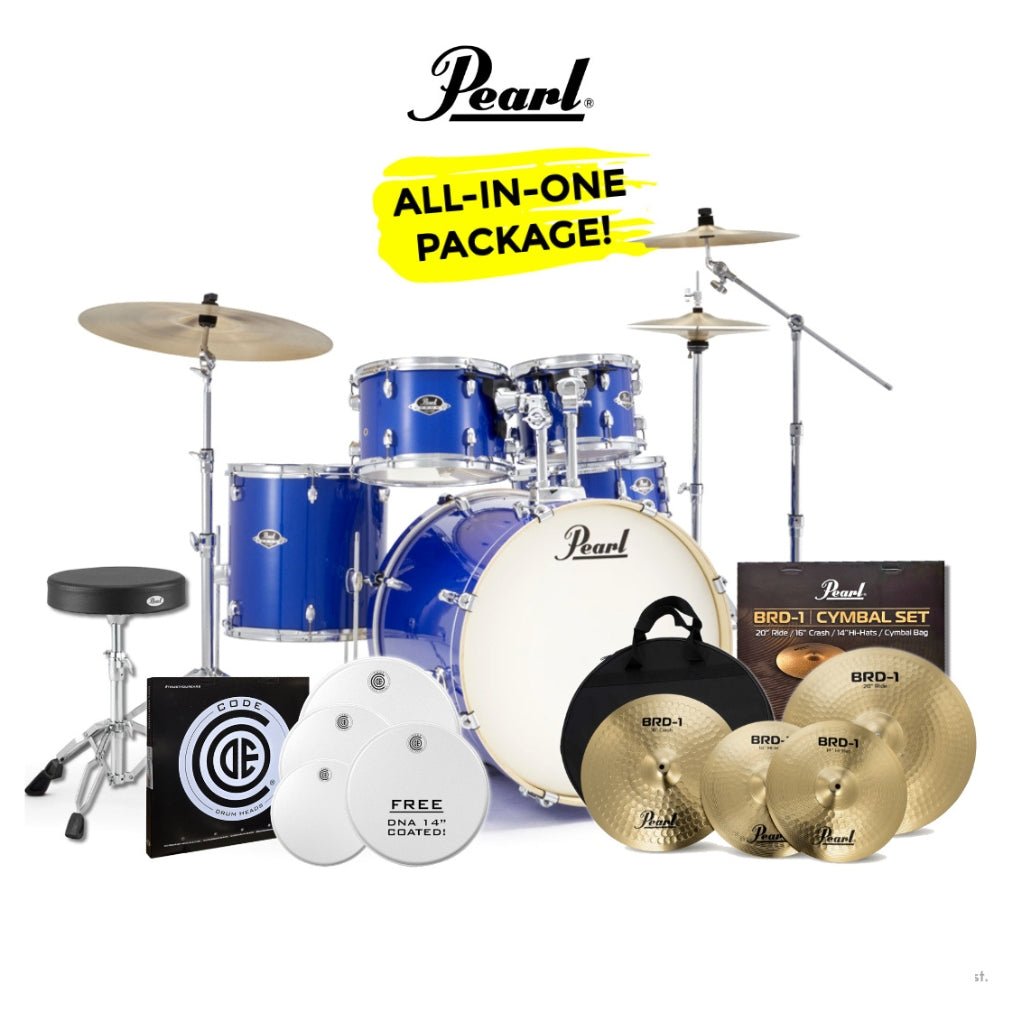 Pearl Export-PLUS Promo Drum Kit Package 20/10/12/14 - Midnight Blue Acoustic Drums Sky Music