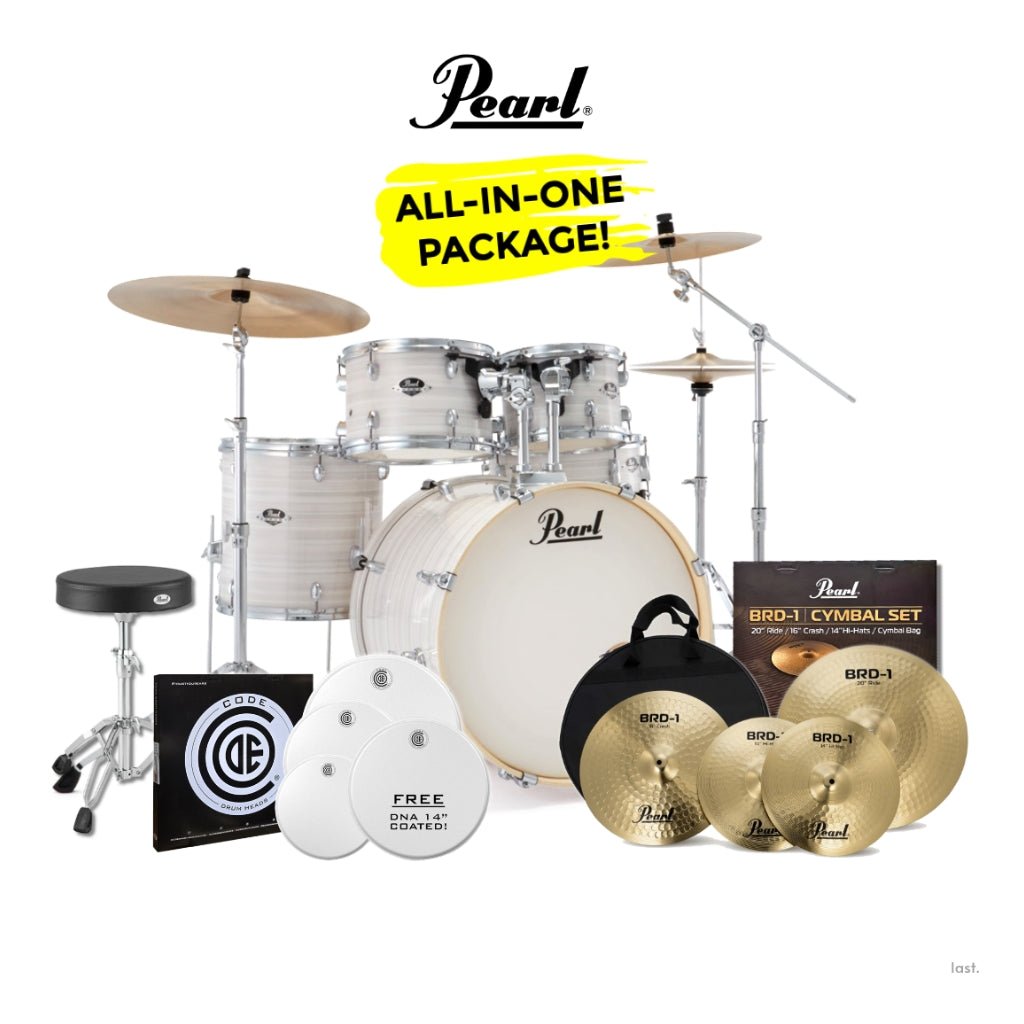 Pearl Export-PLUS Promo Drum Kit Package 20/10/12/14 - Slipstream White Acoustic Drums Sky Music