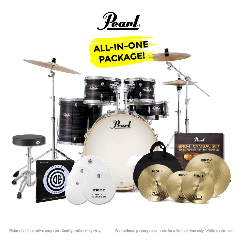 Pearl Export-PLUS Promo Drum Kit Package 22/10/12/16 - Graphite Silver Twist Acoustic Drums Sky Music