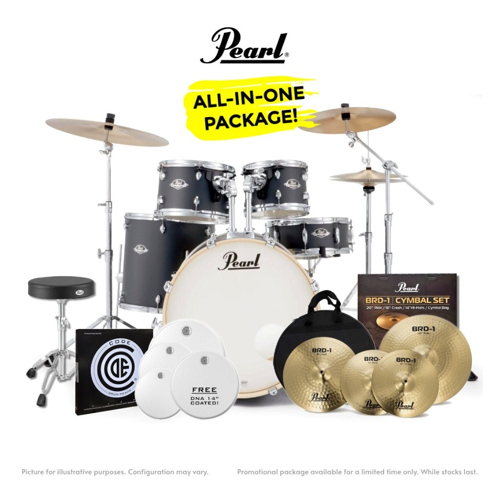 Pearl Export-PLUS Promo Drum Kit Package 22/10/12/16 - Graphite Slate Acoustic Drums Sky Music