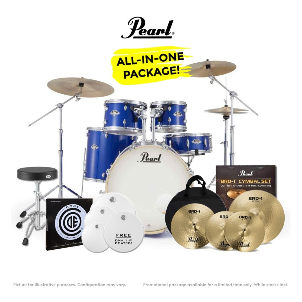 Pearl Export-PLUS Promo Drum Kit Package 22/10/12/16 - Midnight Blue Acoustic Drums Sky Music