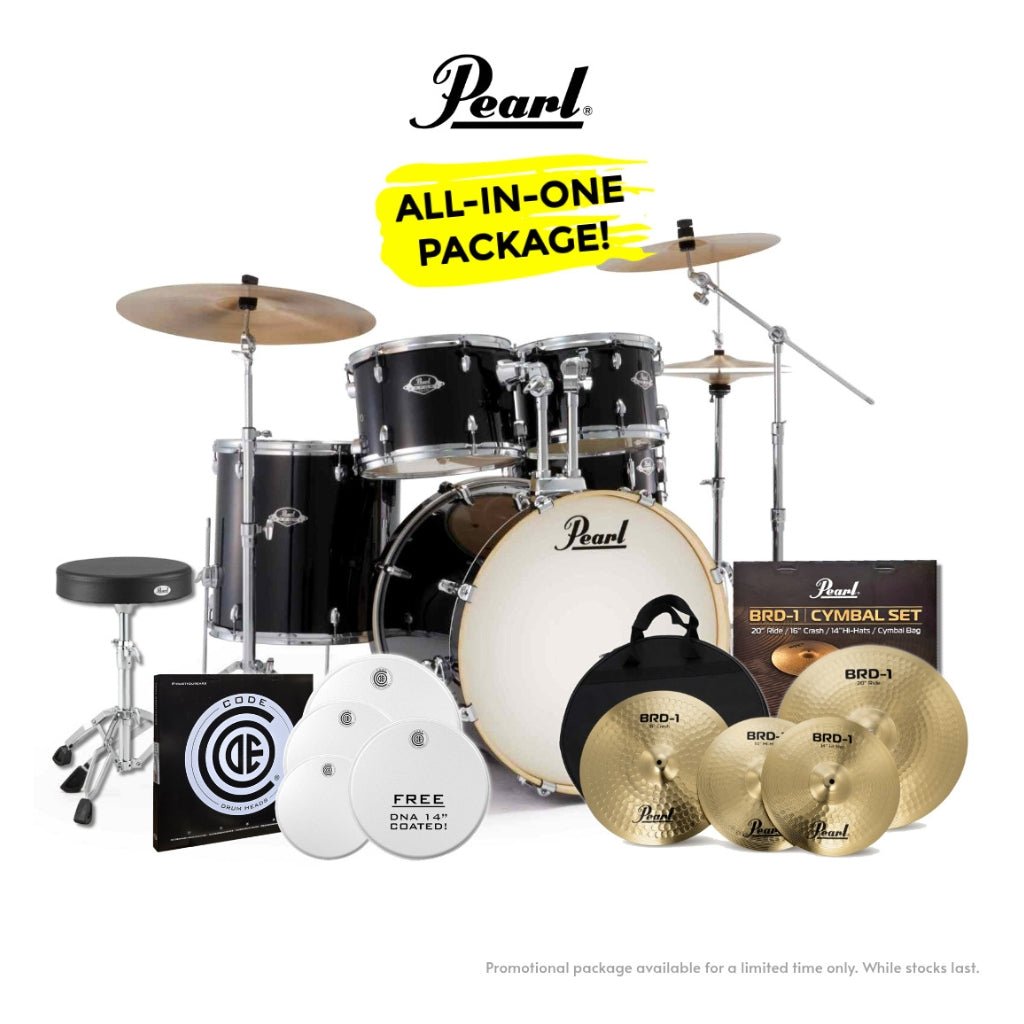 Pearl Export-PLUS Promo Drum Kit Package 22/12/13/16 - Jet Black Acoustic Drums Sky Music