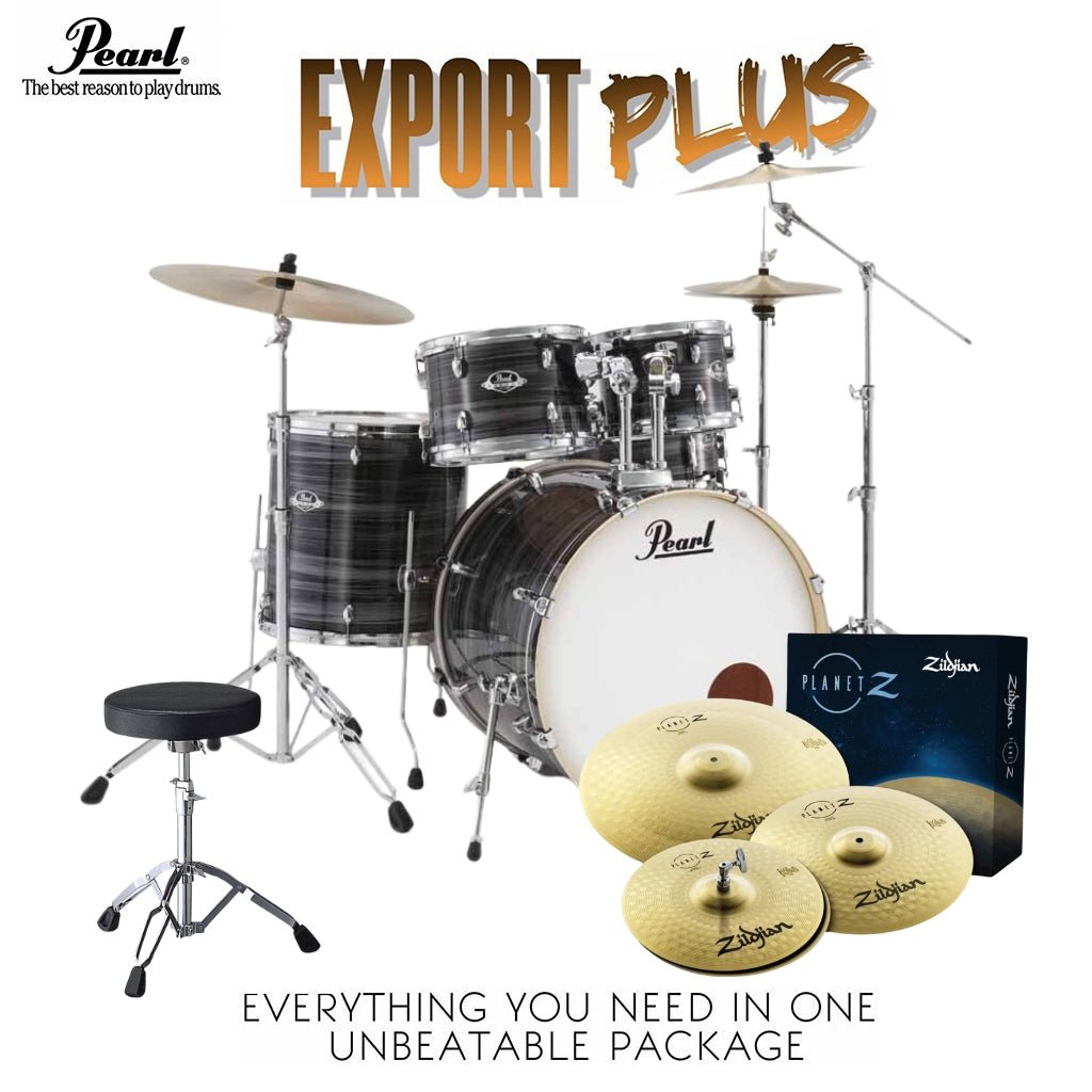 Pearl EXX Export Plus 22" Fusion Plus Kit Package - Graphite Silver Twist Acoustic Drums Sky Music