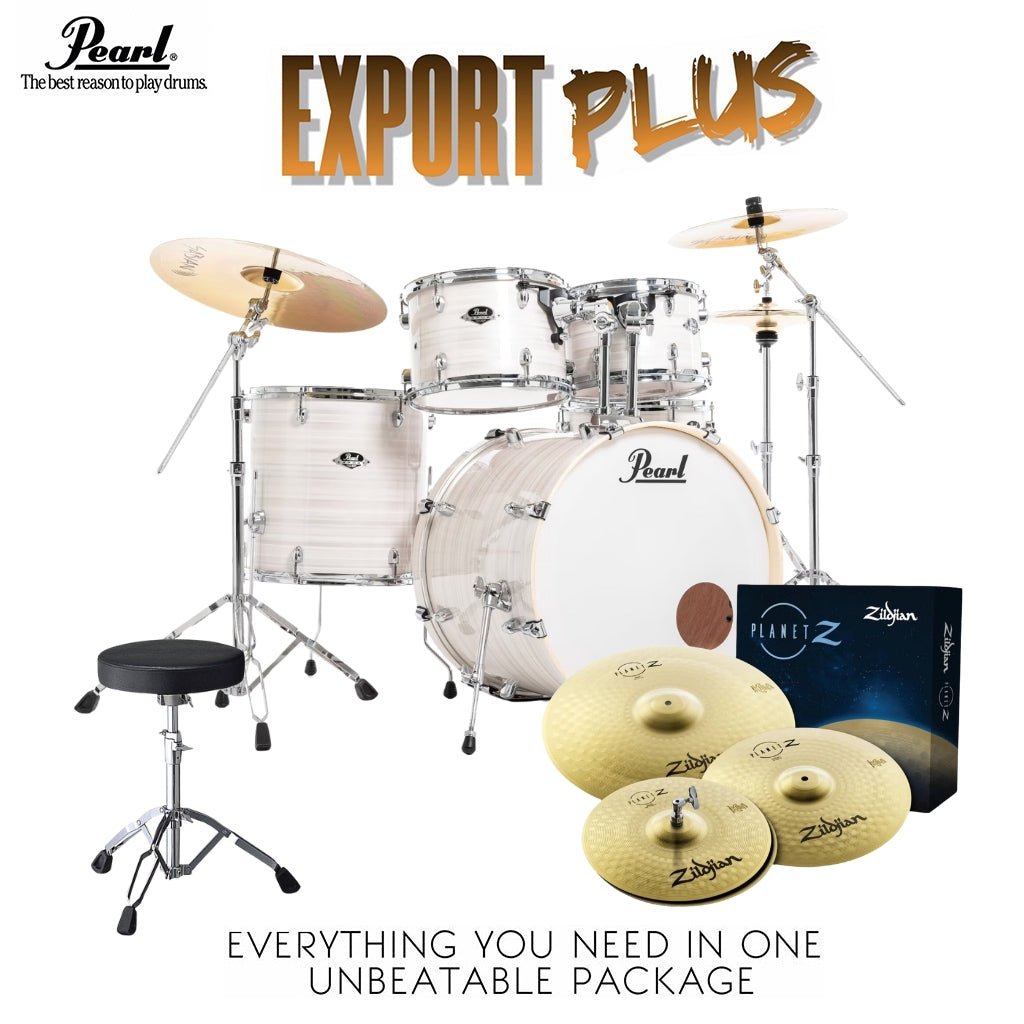 Pearl EXX Export Plus 22" Fusion Plus Kit Package - Slipstream White Acoustic Drums Sky Music