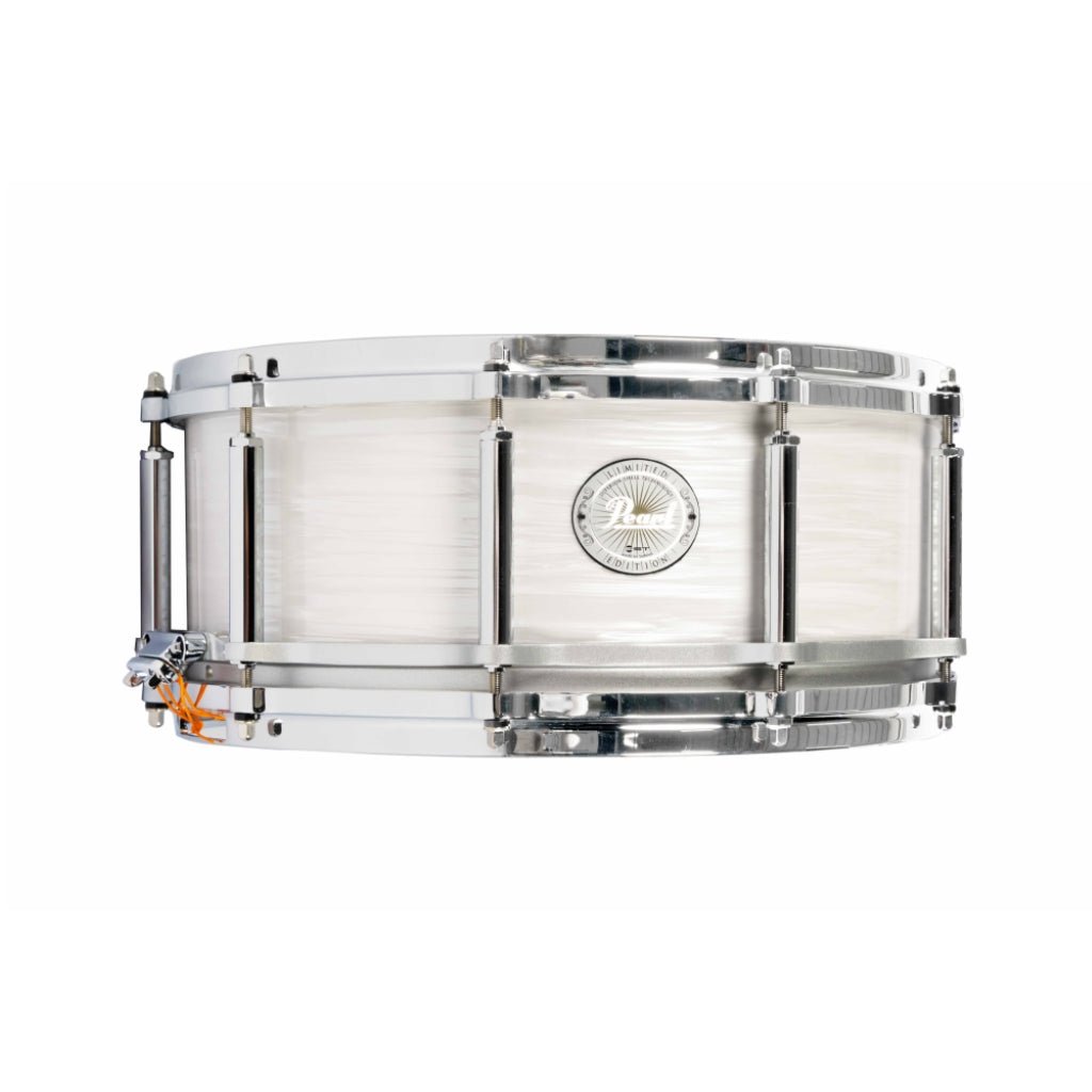 Pearl Limited Edition 75th Anniversary 14X5 Free Floater Phenolic Snare Drum in Pearl White Oyster Snare Drums Sky Music