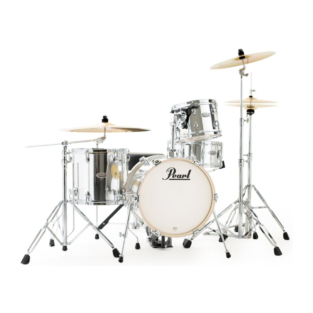 Pearl Midtown 4 Piece Kit w/ Hardware - Mirror Chrome Acoustic Drums Sky Music