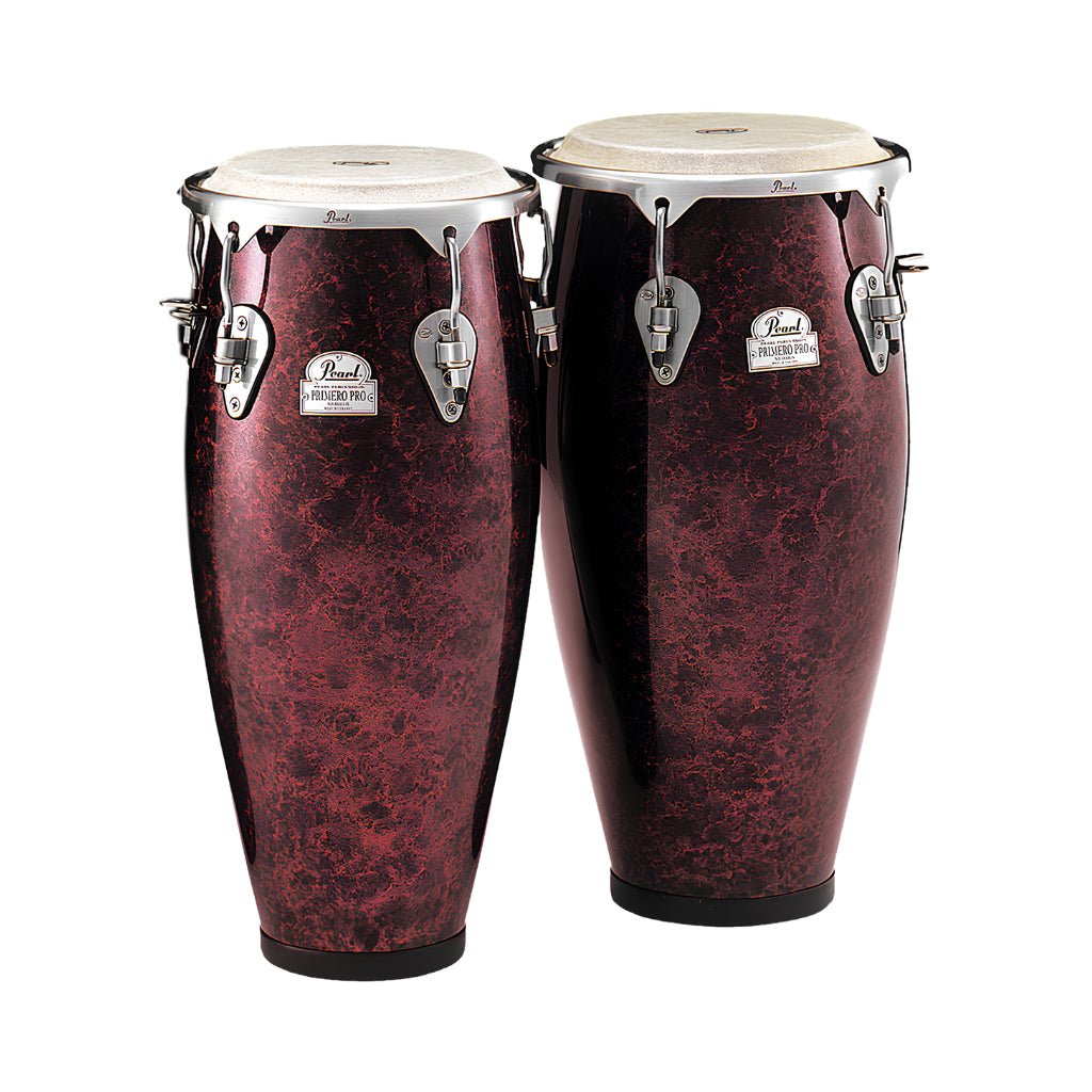 Pearl Primero Pro Conga 10"/11" Fiberglass Set w/o Stands - Wine Red Marble Congas Sky Music