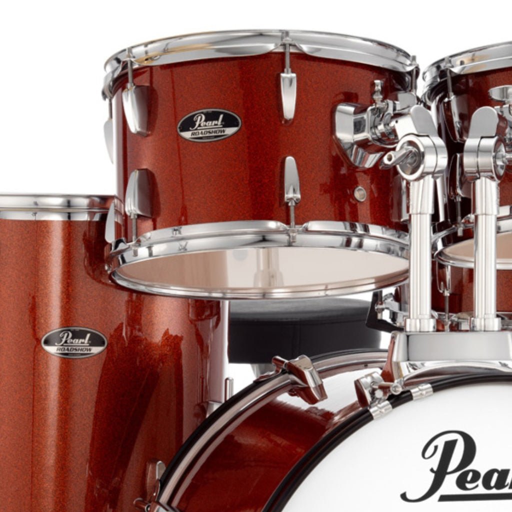 Pearl Roadshow 20" 5pc Fusion Drum Kit with Hardware and Cymbals - Burnt Orange Sparkle Acoustic Drums Sky Music