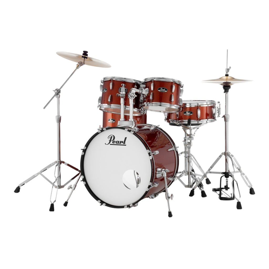 Pearl Roadshow 20" 5pc Fusion Drum Kit with Hardware and Cymbals - Burnt Orange Sparkle Acoustic Drums Sky Music
