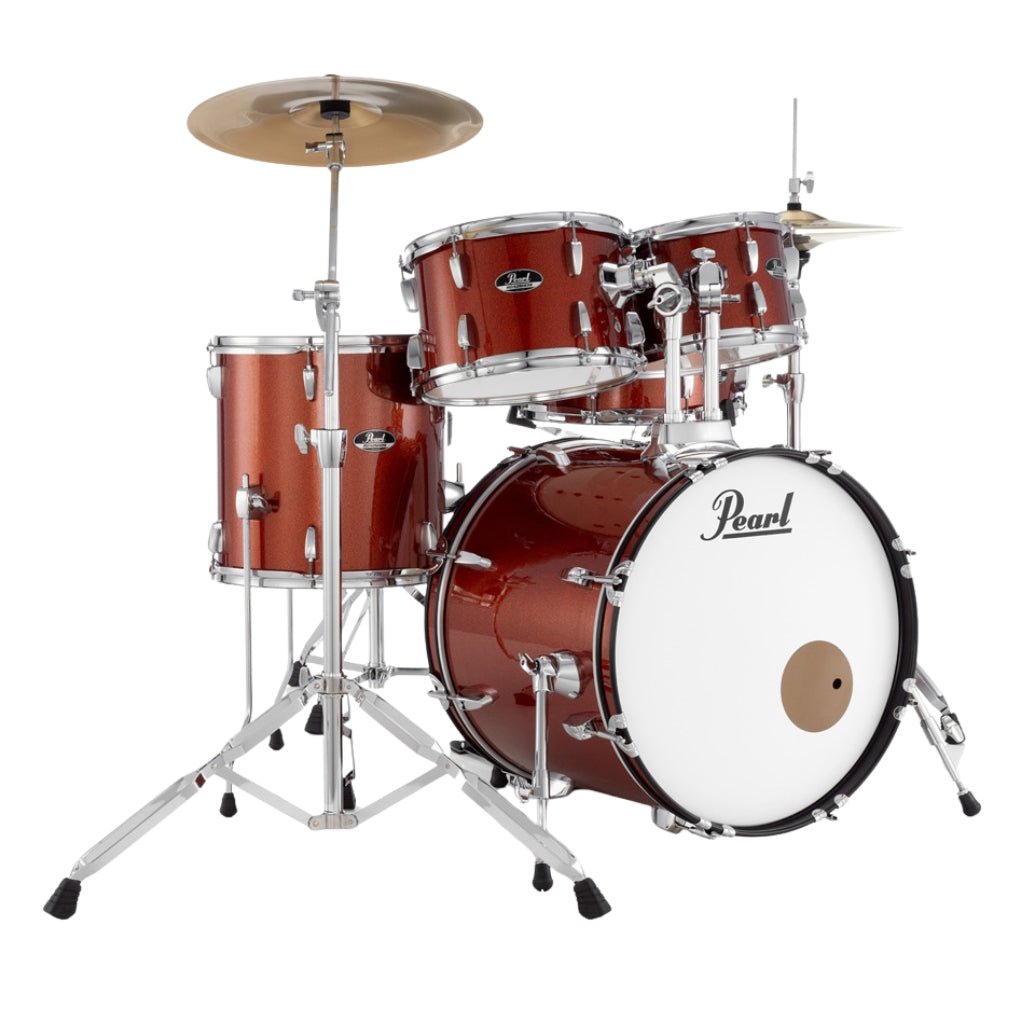 Pearl Roadshow 20" 5pc Fusion Drum Kit with Hardware and Cymbals - Burnt Orange Sparkle Acoustic Drums Sky Music