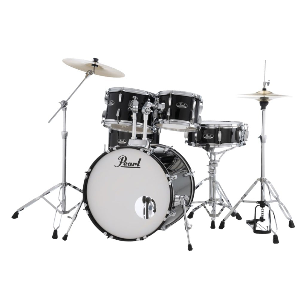 Pearl Roadshow 20" 5pc Fusion Drum Kit with Hardware and Cymbals - Jet Black Acoustic Drums Sky Music