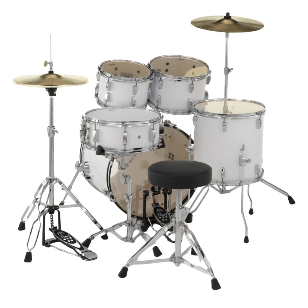 Pearl Roadshow 20" 5pc Fusion Drum Kit with Hardware and Cymbals - Pure White Acoustic Drums Sky Music