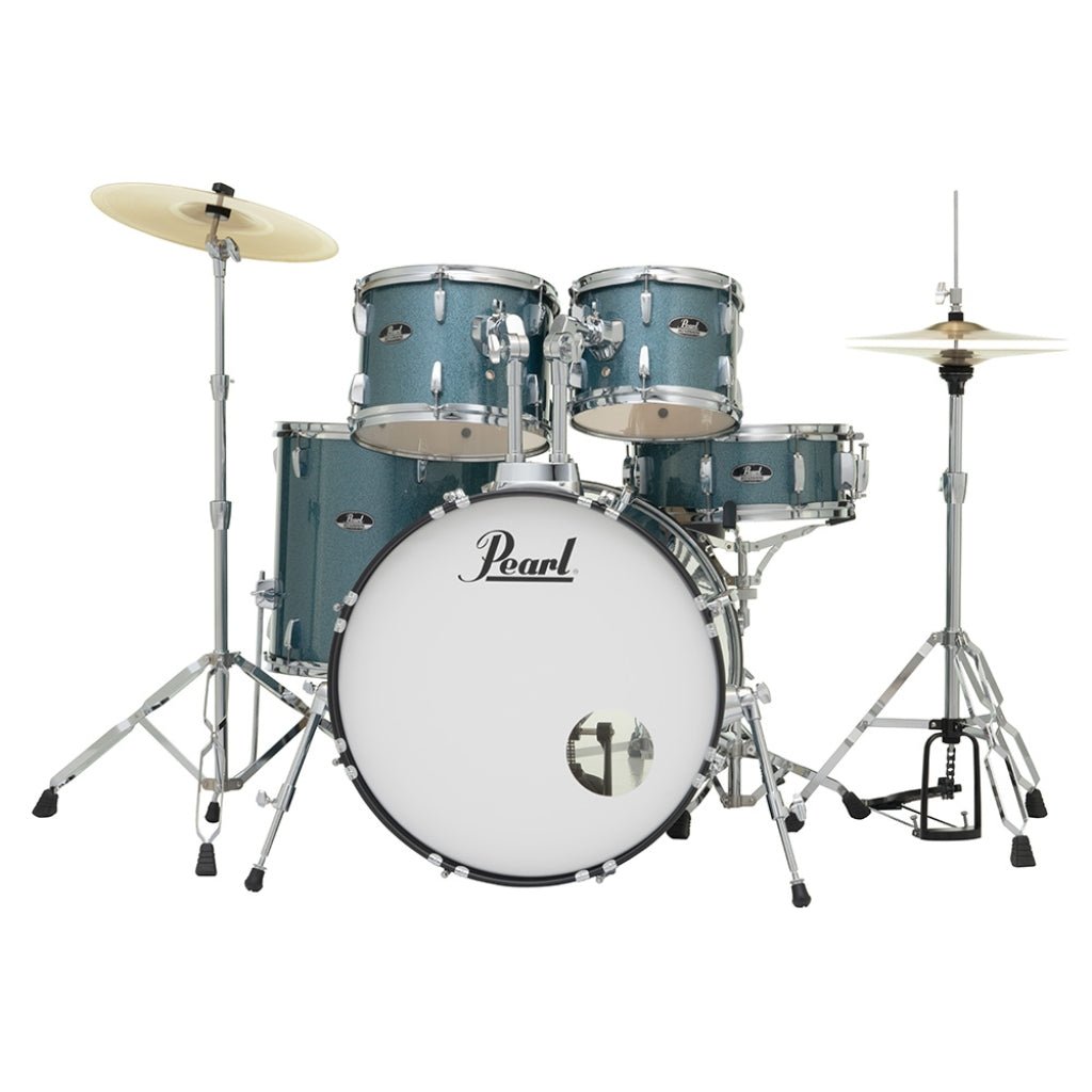Pearl Roadshow 22" 5pc Drum Kit Package with Cymbals - Aqua Blue Glitter Acoustic Drums Sky Music