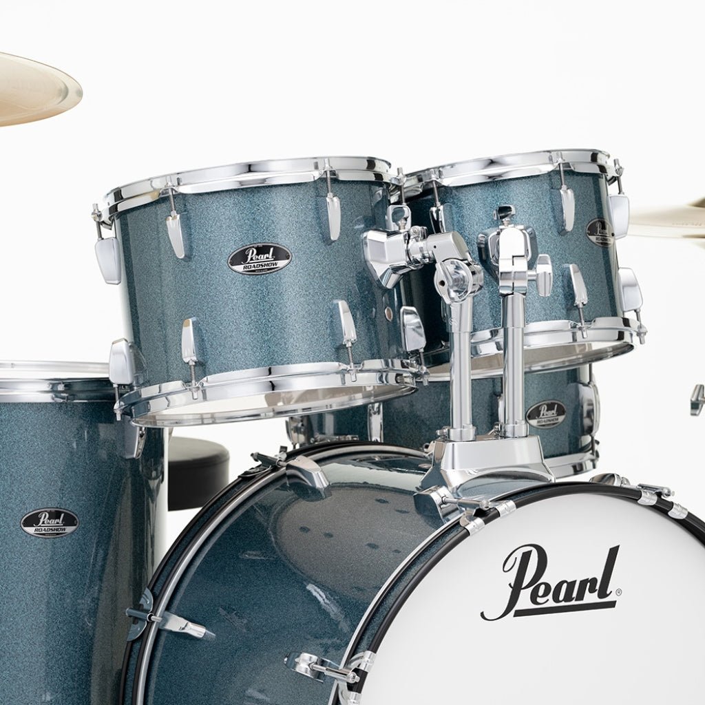 Pearl Roadshow 22" 5pc Drum Kit Package with Cymbals - Aqua Blue Glitter Acoustic Drums Sky Music