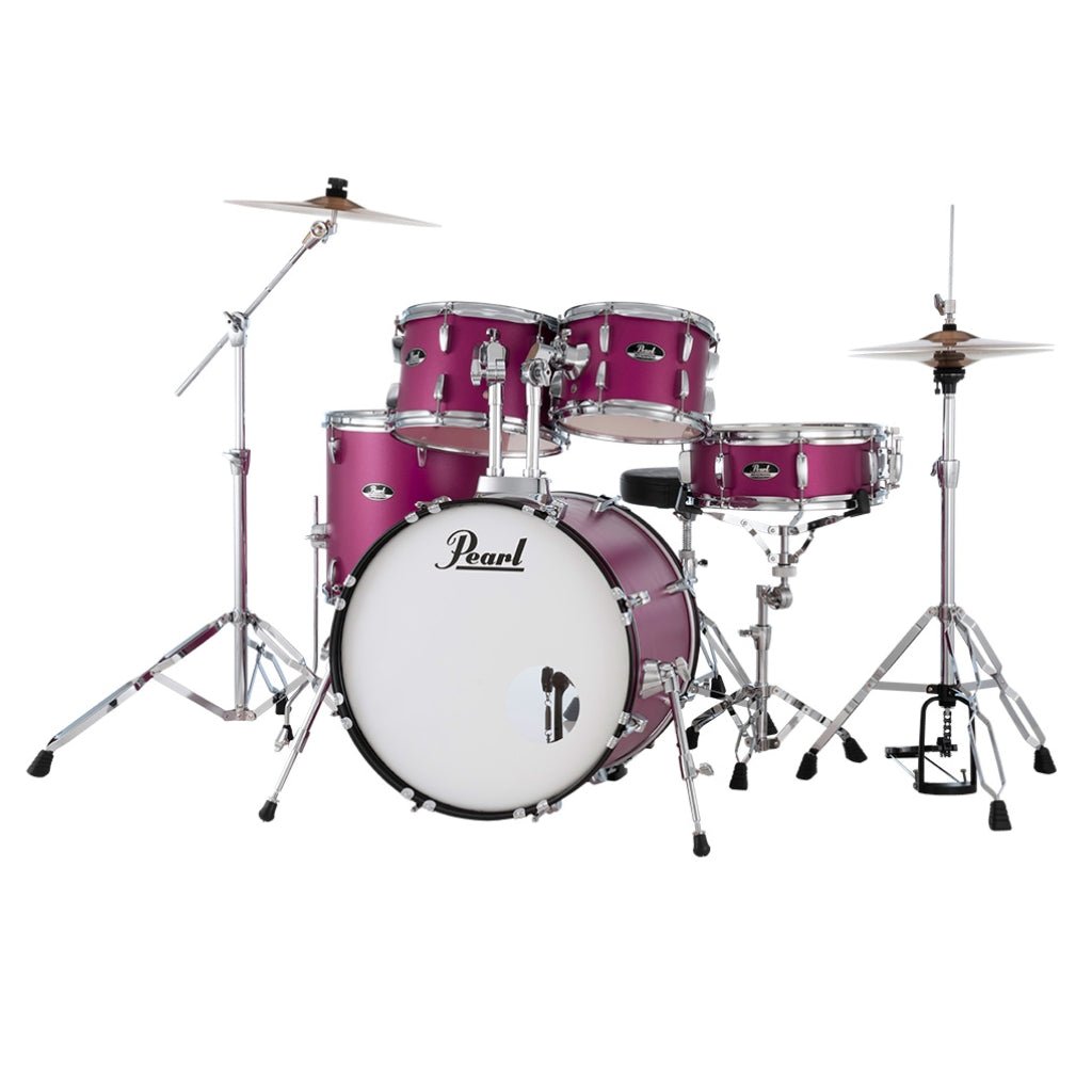 Pearl Roadshow 5-PC Drum Kit w/Hardware & Cyms 20/10/12/14 - Pink Metallic Acoustic Drums Sky Music