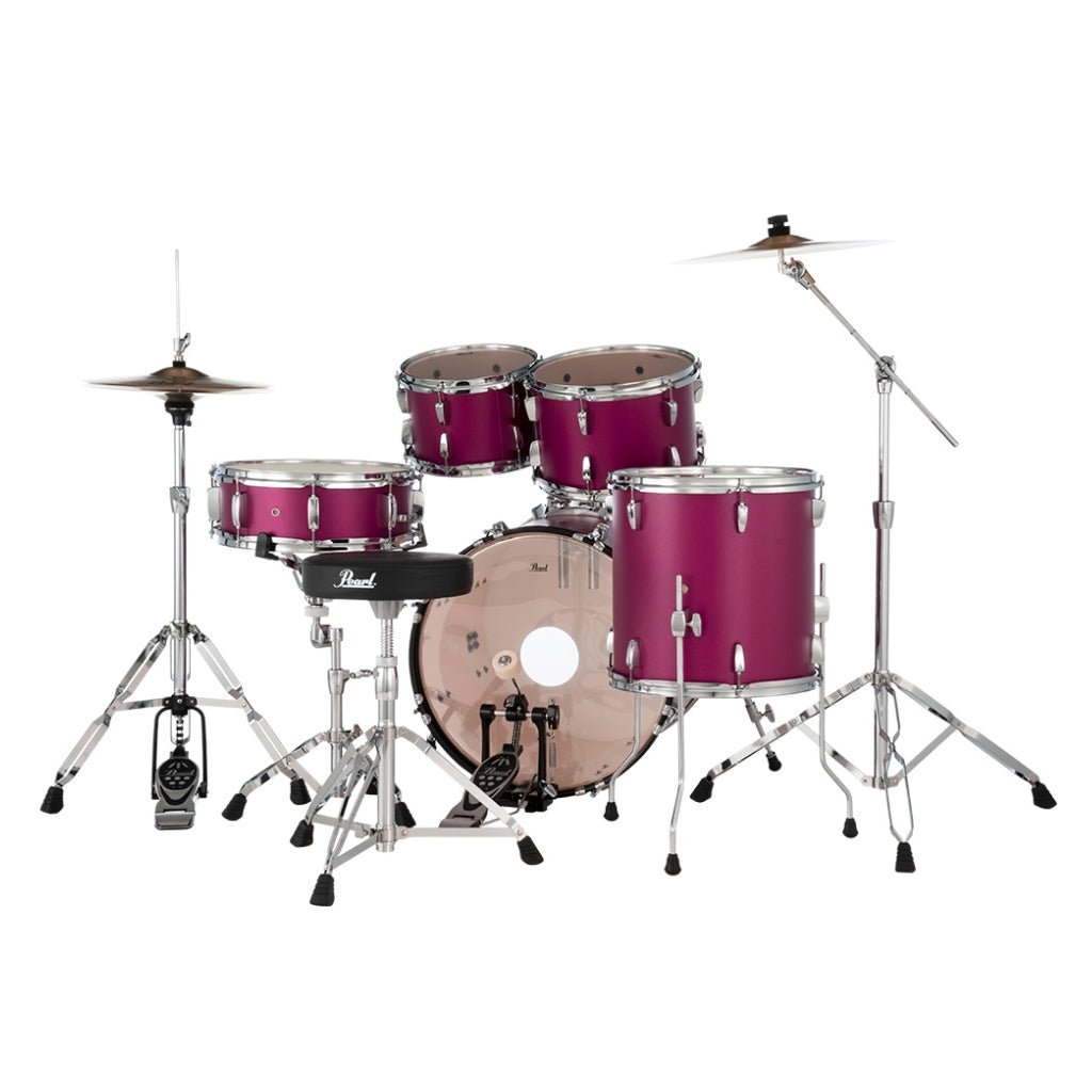 Pearl Roadshow 5-PC Drum Kit w/Hardware & Cyms 20/10/12/14 - Pink Metallic Acoustic Drums Sky Music