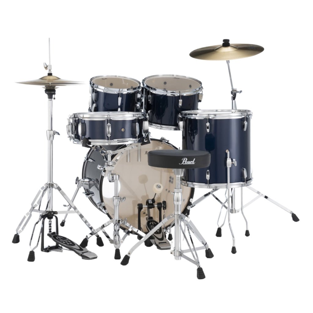 Pearl Roadshow 5-PC Drum Kit w/Hardware & Cyms 20/10/12/14 - Royal Blue Metallic Acoustic Drums Sky Music