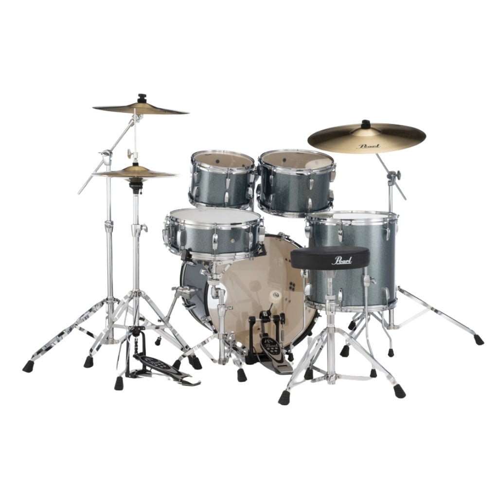 Pearl Roadshow-Plus 5pc 20" with BRD-1 Cymbals Drum Package - Aqua Blue Glitter Acoustic Drums Sky Music