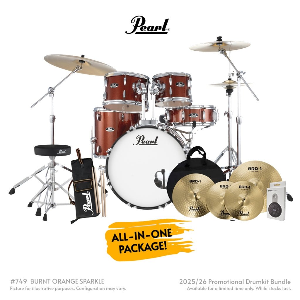 Pearl Roadshow-Plus 5pc 20" with BRD-1 Cymbals Drum Package - Burnt Orange Sparkle Acoustic Drums Sky Music