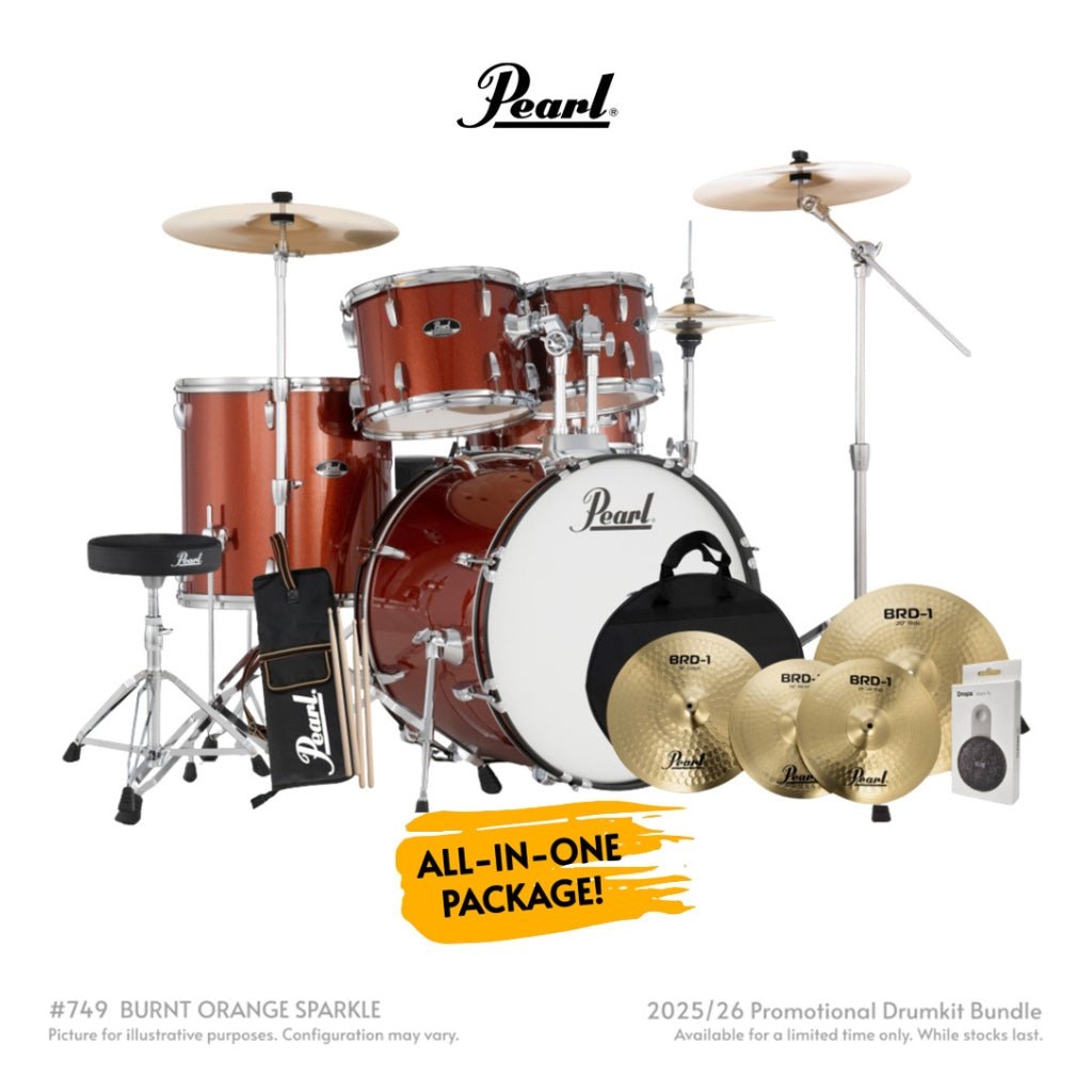 Pearl Roadshow-PLUS 5pc 22" Drum Package with Pearl Cymbals - Burnt Orange Sparkle Acoustic Drums Sky Music