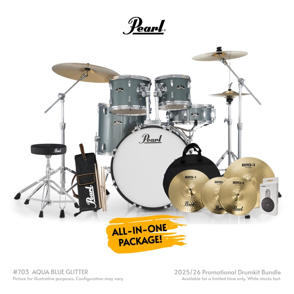 Pearl Roadshow-PLUS 5pc 22" Drum Package with Pearl Cymbals - Charcoal Metallic Acoustic Drums Sky Music