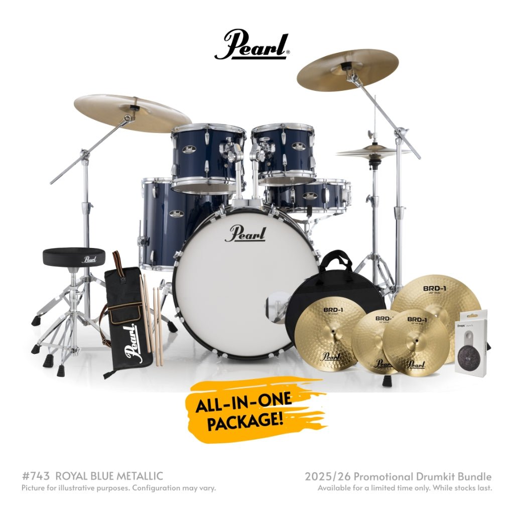 Pearl Roadshow-PLUS 5pc 22" Drum Package with Pearl Cymbals - Royal Blue Metallic Acoustic Drums Sky Music