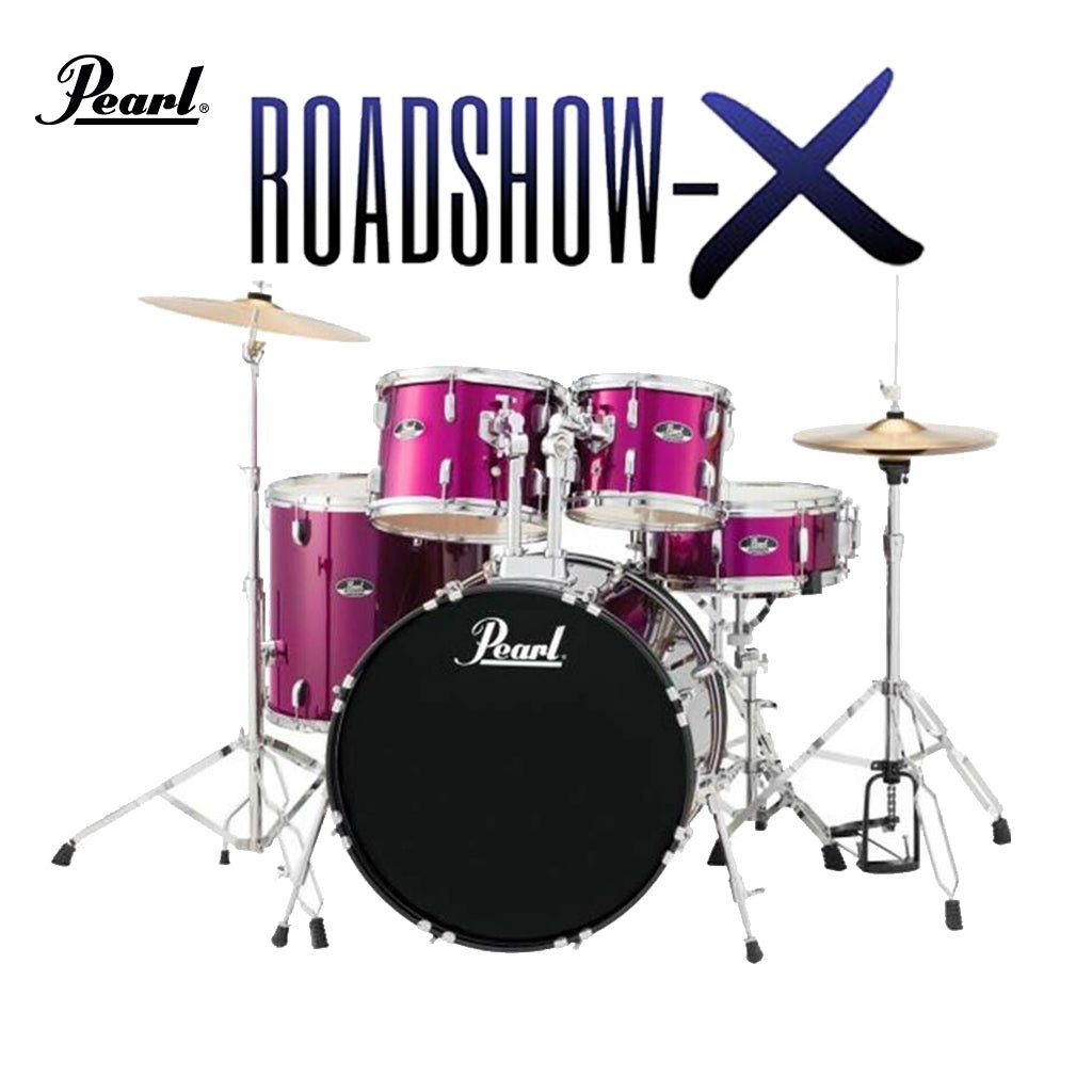 Pearl Roadshow X 20" 5-Piece Drum Kit Package w/Zildjian Cymbals &amp; Hardware - Pink Metallic Acoustic Drums Sky Music