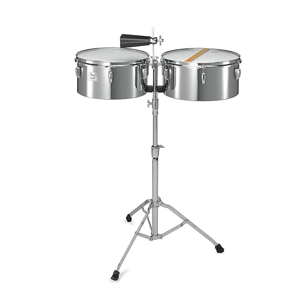 Pearl Timbales Steel 13"+14" w/ Sticks &amp; Cowbell Percussion Sky Music