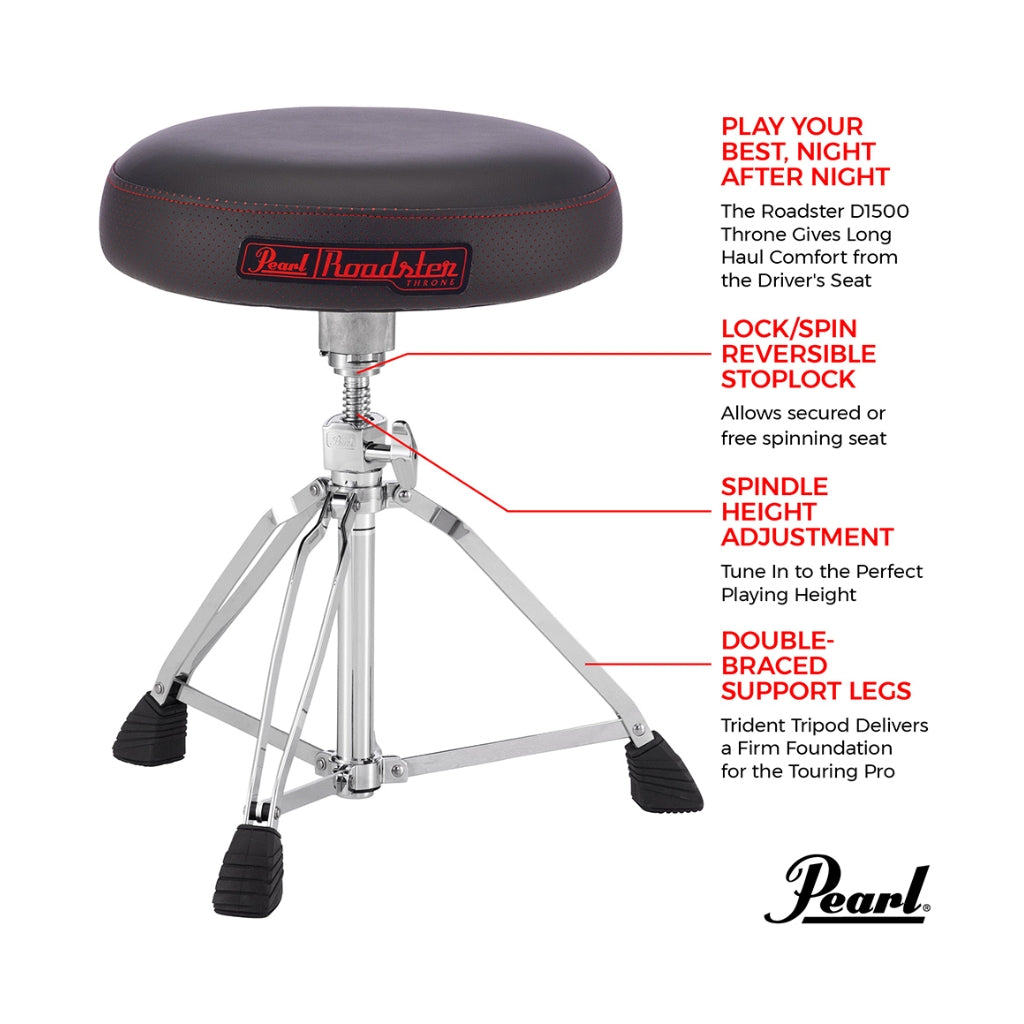 Pearl - D1500 15" Vented Round Blue Cloth - Drum Throne