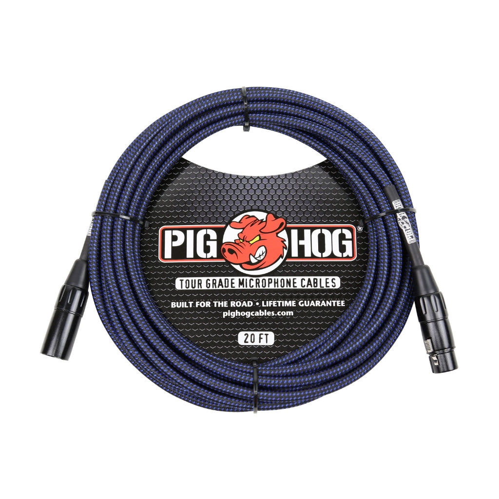 Pig Hog - Black & Blue Woven Mic Cable - 20ft XLR