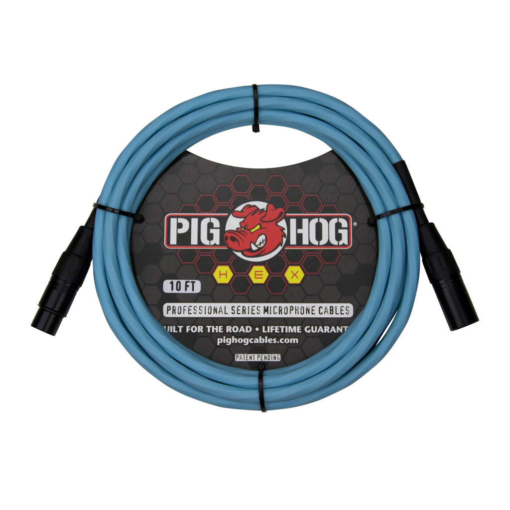 Pig Hog Hex Series Mic Cable 10ft Daphne Blue